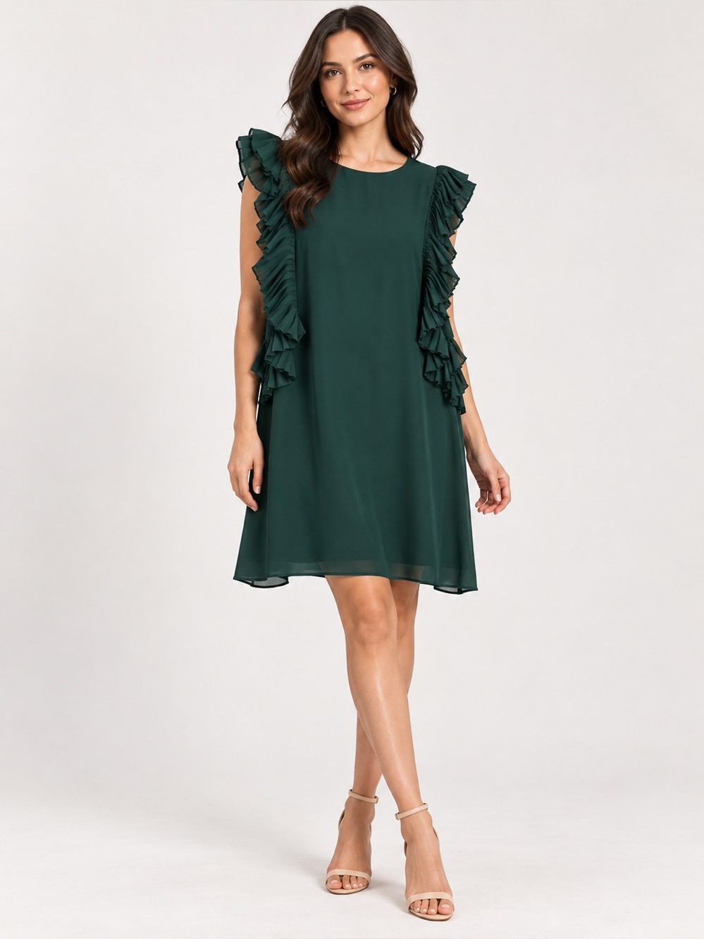 Lulu's Emerald Green Ruffle Sleeve Mini Dress